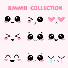 Set of kawaii emotions vector