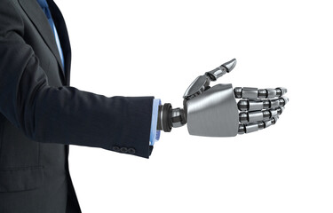 Cropped image of businessman with robotic arm