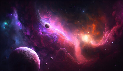 Galaxy, space, satellite abstract fantasy background. Generated AI