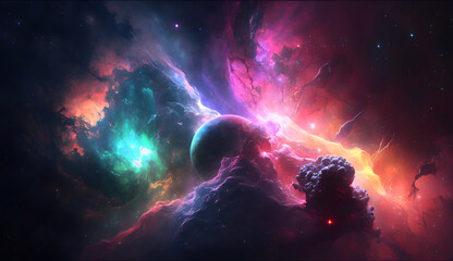 Obraz na płótnie Canvas Galaxy, space, cosmos abstract color fantasy background. Generated AI