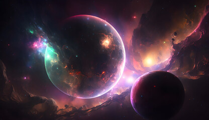 Obraz na płótnie Canvas Galaxy, space, cosmos abstract violet, planet, star fantasy background. Generated AI