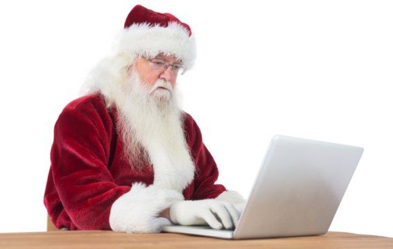 Santa surfs on the internet