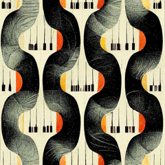 Seamless music notes pattern, continuous musician background, repeating textured wallpaper, generative ai