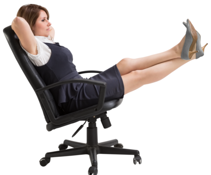 Young businesswoman relaxing on swivel chair