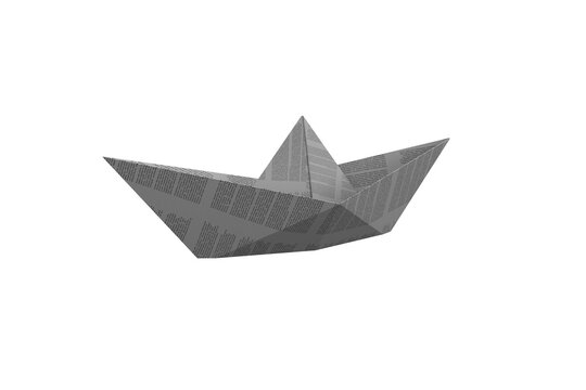 Paper boat made from page with text