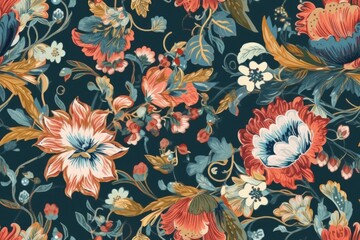 colorful floral wallpaper with various flowers. Generative AI