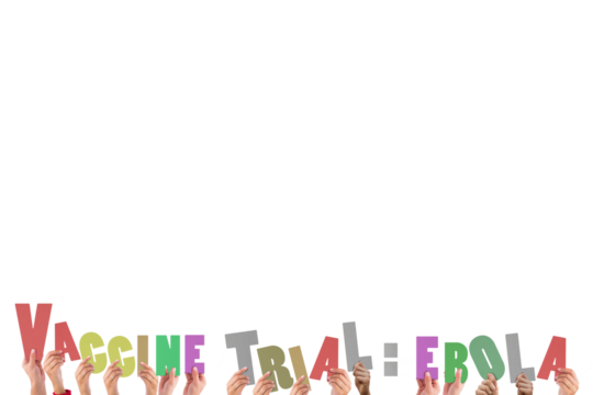 Hands holding up vaccine trial