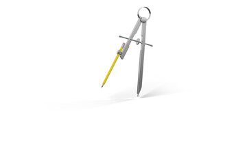 Computer generated image of drawing compass with pencil
