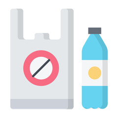 No Plastic Use Flat Icon