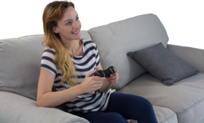 Woman playing video game