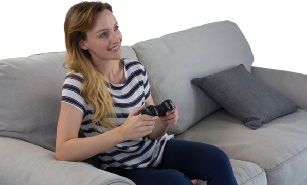 Woman playing video game