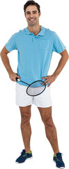 Portrait of badminton player holding racket
