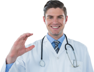 Portrait of doctor gesturing