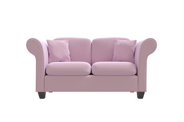 Digitally generated image of pink sofa with cushions 