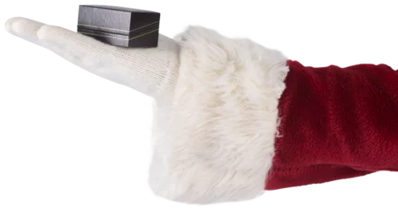Gordijnen Santas hand shows a small box © vectorfusionart