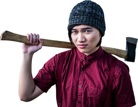 Hipster holding a axe - Powered by Adobe