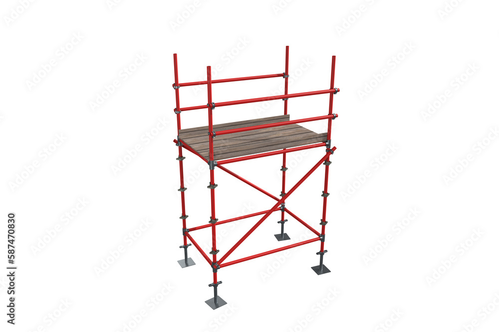 Poster three dimension image of red scaffolding