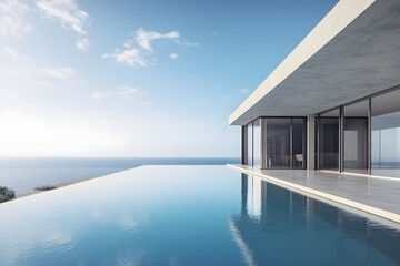 Fototapeta na wymiar Luxurious infinity pool villa. Postproducted generative AI digital 