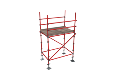Three dimension image of red scaffolding