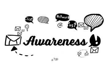 Awareness text surrounded by various icons