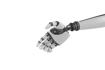 Gordijnen White color metallic robot hand © vectorfusionart