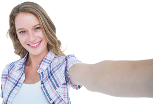 Happy hipster smiling at camera 