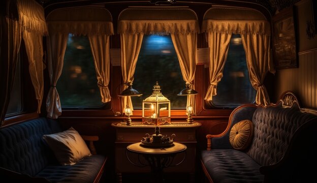 Train interior in the 18th century ai generative illustration