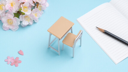 桜と教室│入学・卒業・新学期 イメージ