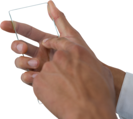 Cropped image of businessman using transparent interface