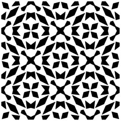 Dark background with abstract shapes. Black and white texture. Seamless monochrome repeating pattern for web page, textures, card, poster, fabric, textile.