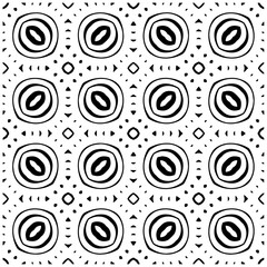 Dark background with abstract shapes. Black and white texture. Seamless monochrome repeating pattern for web page, textures, card, poster, fabric, textile.