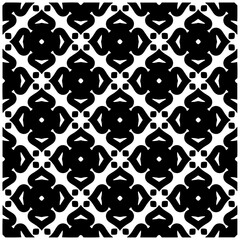 Dark background with abstract shapes. Black and white texture. Seamless monochrome repeating pattern for web page, textures, card, poster, fabric, textile.