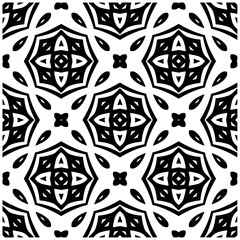 Dark background with abstract shapes. Black and white texture. Seamless monochrome repeating pattern for web page, textures, card, poster, fabric, textile.