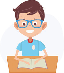 Boy reading book icon