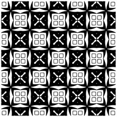 Dark background with abstract shapes. Black and white texture. Seamless monochrome repeating pattern for web page, textures, card, poster, fabric, textile.