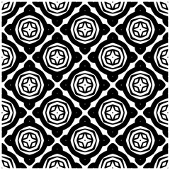 Dark background with abstract shapes. Black and white texture. Seamless monochrome repeating pattern for web page, textures, card, poster, fabric, textile.