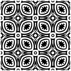 Dark background with abstract shapes. Black and white texture. Seamless monochrome repeating pattern for web page, textures, card, poster, fabric, textile.