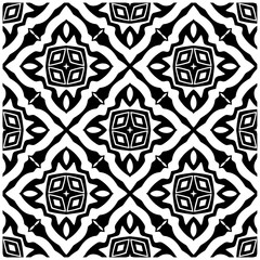 Dark background with abstract shapes. Black and white texture. Seamless monochrome repeating pattern for web page, textures, card, poster, fabric, textile.