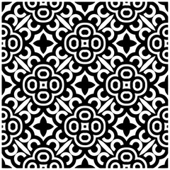 Dark background with abstract shapes. Black and white texture. Seamless monochrome repeating pattern for web page, textures, card, poster, fabric, textile.