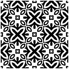 Dark background with abstract shapes. Black and white texture. Seamless monochrome repeating pattern for web page, textures, card, poster, fabric, textile.
