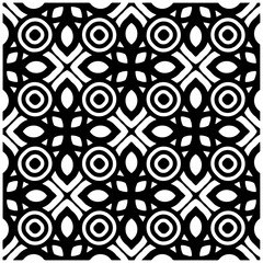 Dark background with abstract shapes. Black and white texture. Seamless monochrome repeating pattern for web page, textures, card, poster, fabric, textile.