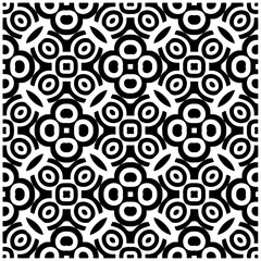 Dark background with abstract shapes. Black and white texture. Seamless monochrome repeating pattern for web page, textures, card, poster, fabric, textile.