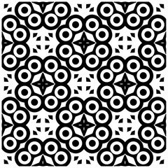 Dark background with abstract shapes. Black and white texture. Seamless monochrome repeating pattern for web page, textures, card, poster, fabric, textile.