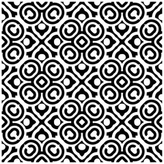 Dark background with abstract shapes. Black and white texture. Seamless monochrome repeating pattern for web page, textures, card, poster, fabric, textile.