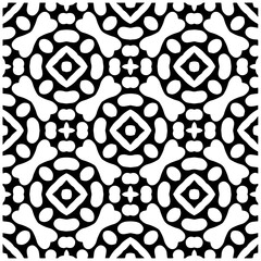 Dark background with abstract shapes. Black and white texture. Seamless monochrome repeating pattern for web page, textures, card, poster, fabric, textile.