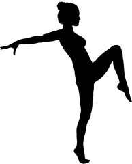 Silhouette female athlete standing on one leg 