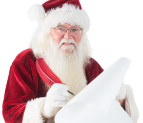 Santa claus writing on scroll