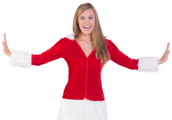 Festive blonde smiling at camera