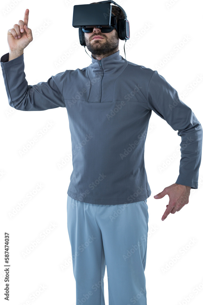 Poster man using virtual reality headset
