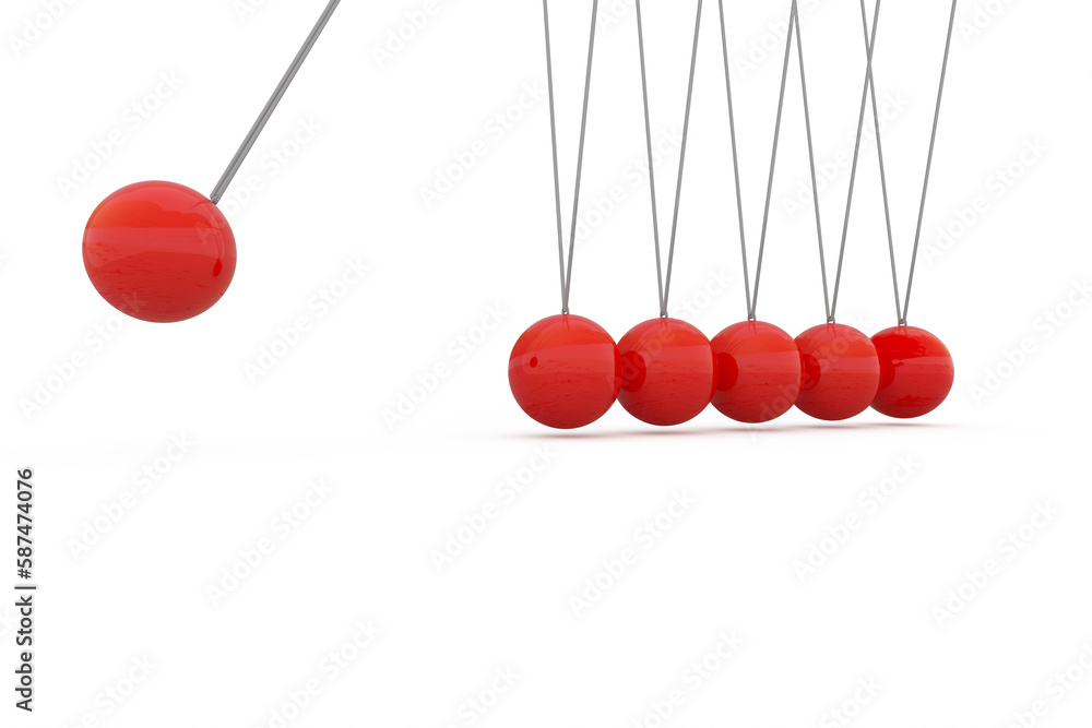 Poster digital composite image of red newtons cradle